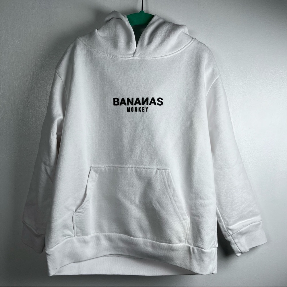 Bananas monkey Kids hoodie Size 5 In White